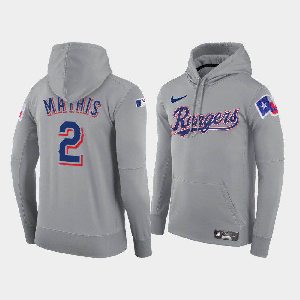 Men Texas Rangers #2 Mathis gray road hoodie 2021 MLB Nike Jerseys